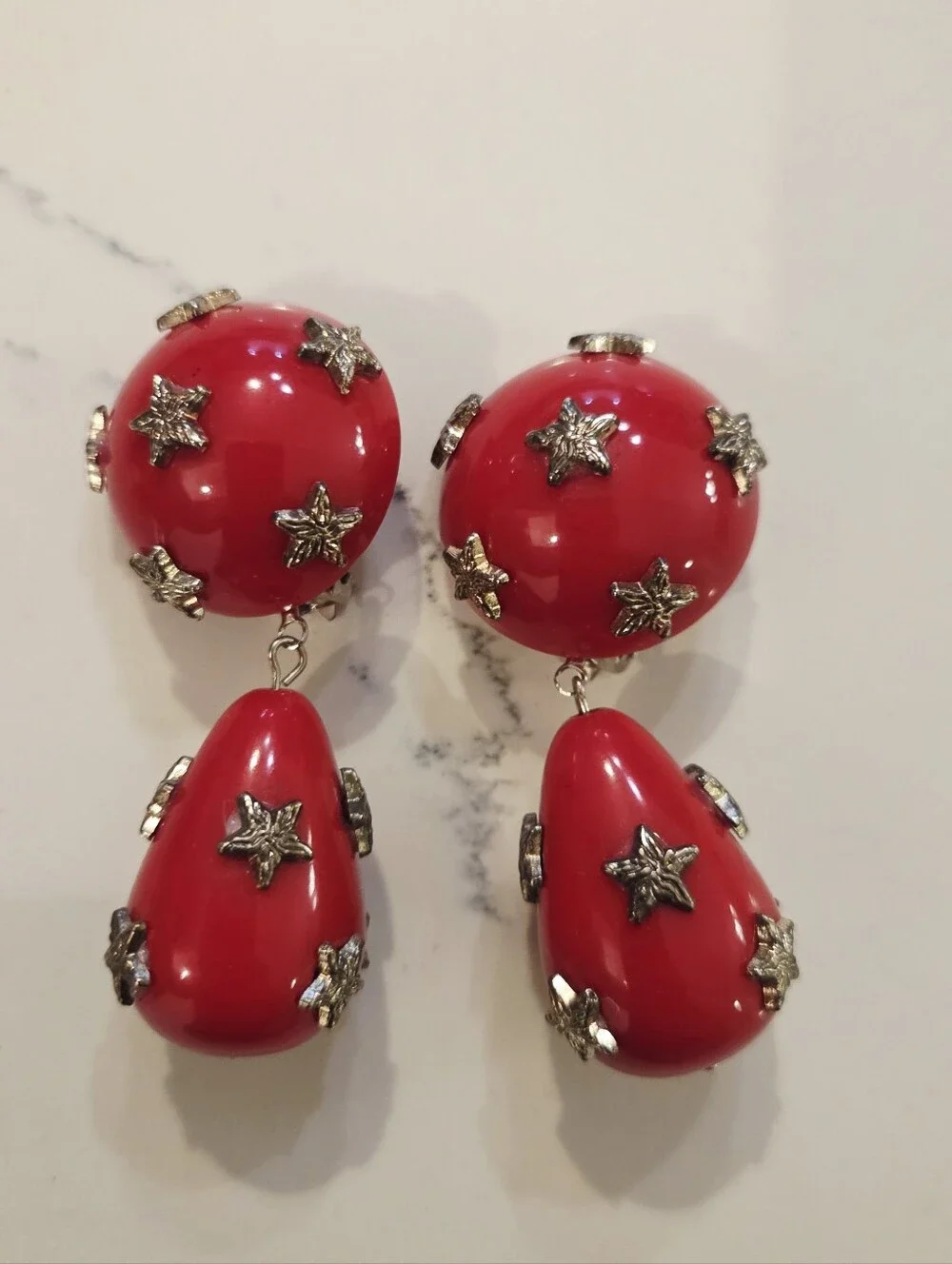 BOLD VTG DALESSIO Mixed Colors Shapes Red Gold Black Earrings Clip On 1980 Lot 8